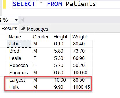 sql decimal data type.